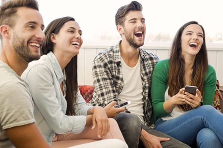 A group of friends laughing and having fun