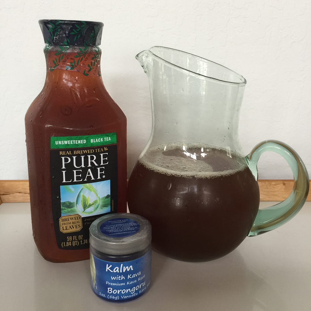 Kava Recipes: Iced Tea Bottle with Micronized Instant Kava and Jug