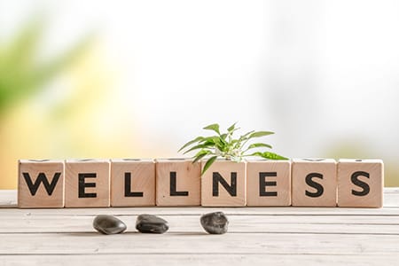 Wellness spelling blocks sign